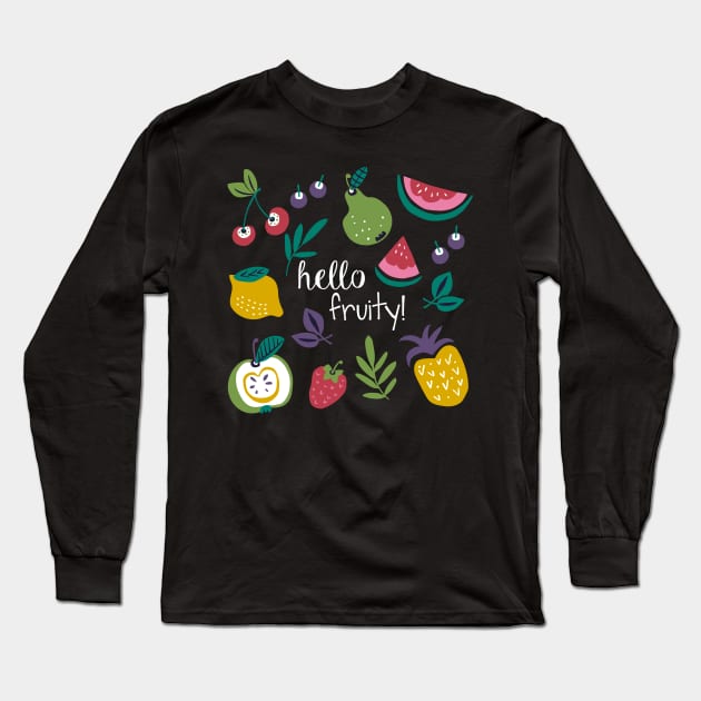 Hello Fruity Long Sleeve T-Shirt by Anna Deegan